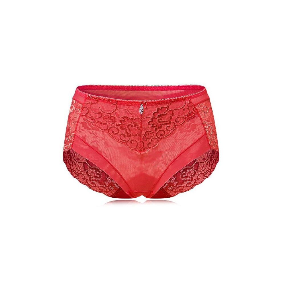 (Red, XL) Super Elastic Lace Transparent Panties