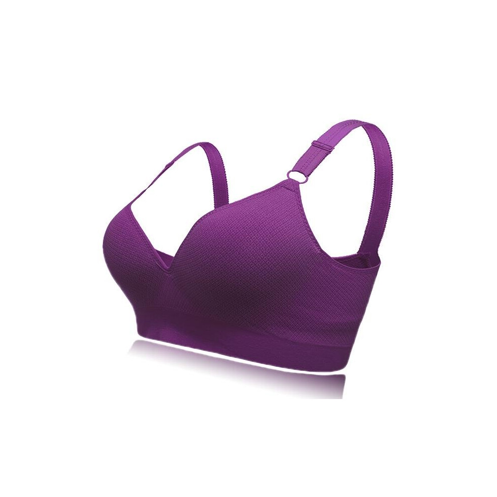 (Burgundy, L) Push Up Wireless Deep V Sports Yoga Bra Tops