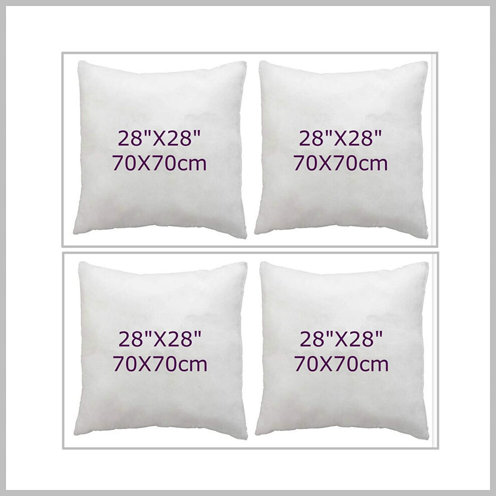 Arlinens ((28X28") ) Set Of 4-Hollowfibre New Cushion Pad Inner Stuffer Pillow Polyester Insert Square Hypoallergenic White