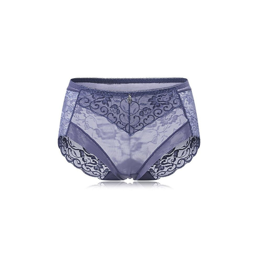 (Deep Blue, L) Super Elastic Lace Transparent Panties