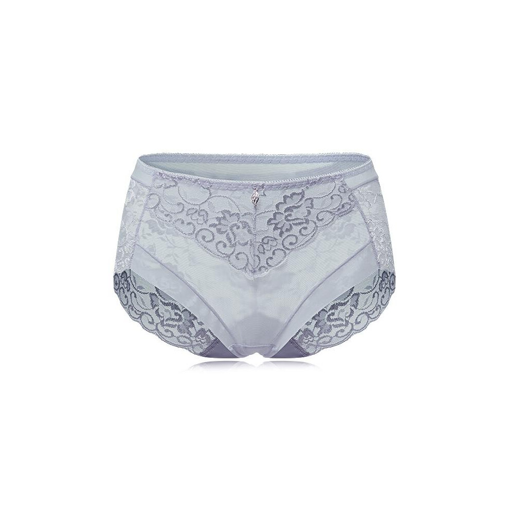 (Grey, 2XL) Super Elastic Lace Transparent Panties