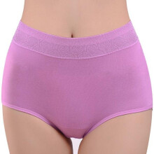 (Violet, 2XL) Women Solid Color High Waist Trace less Flower Briefs