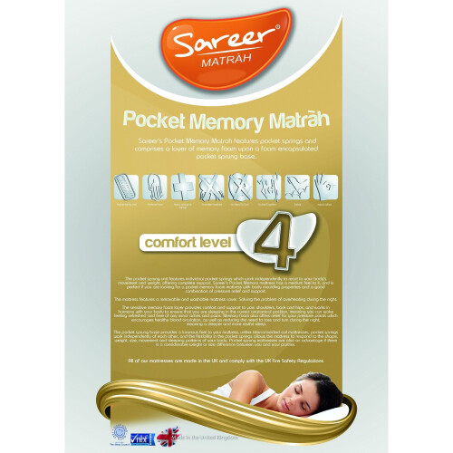(2FT 6inch Small Single 75cm) Sareer Pocket Memory Mattress - Medium/Firm 2