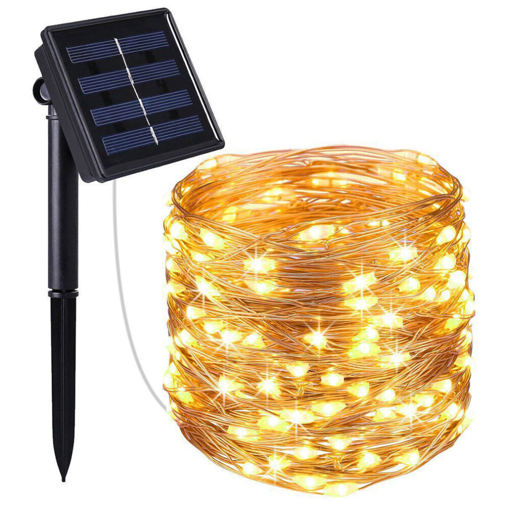 (Warm 20M 200Led 8Mode) Solar Power String Fairy Lights 5 / 10 / 20 / 30 Meters 2 / 8 Twinkle Modes Waterproof Outdoor Garland Garden Decoratio White
