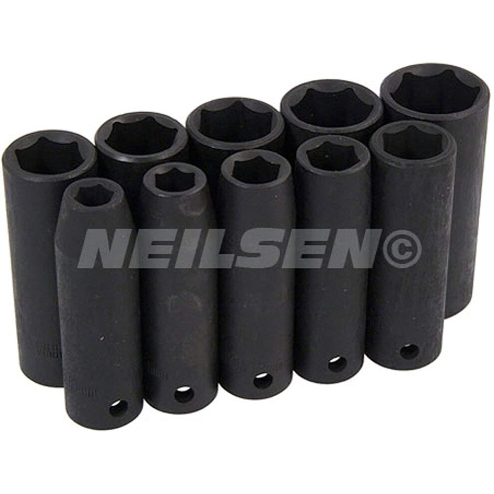 neilsen CT0814 Impact Socket Set-11 Piece 1/2in Drive, Silver