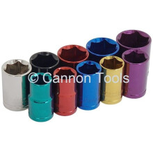 Neilsen CT0909 10 Piece Multi Coloured Socket Set, 1/2" Drive + Wall Rail