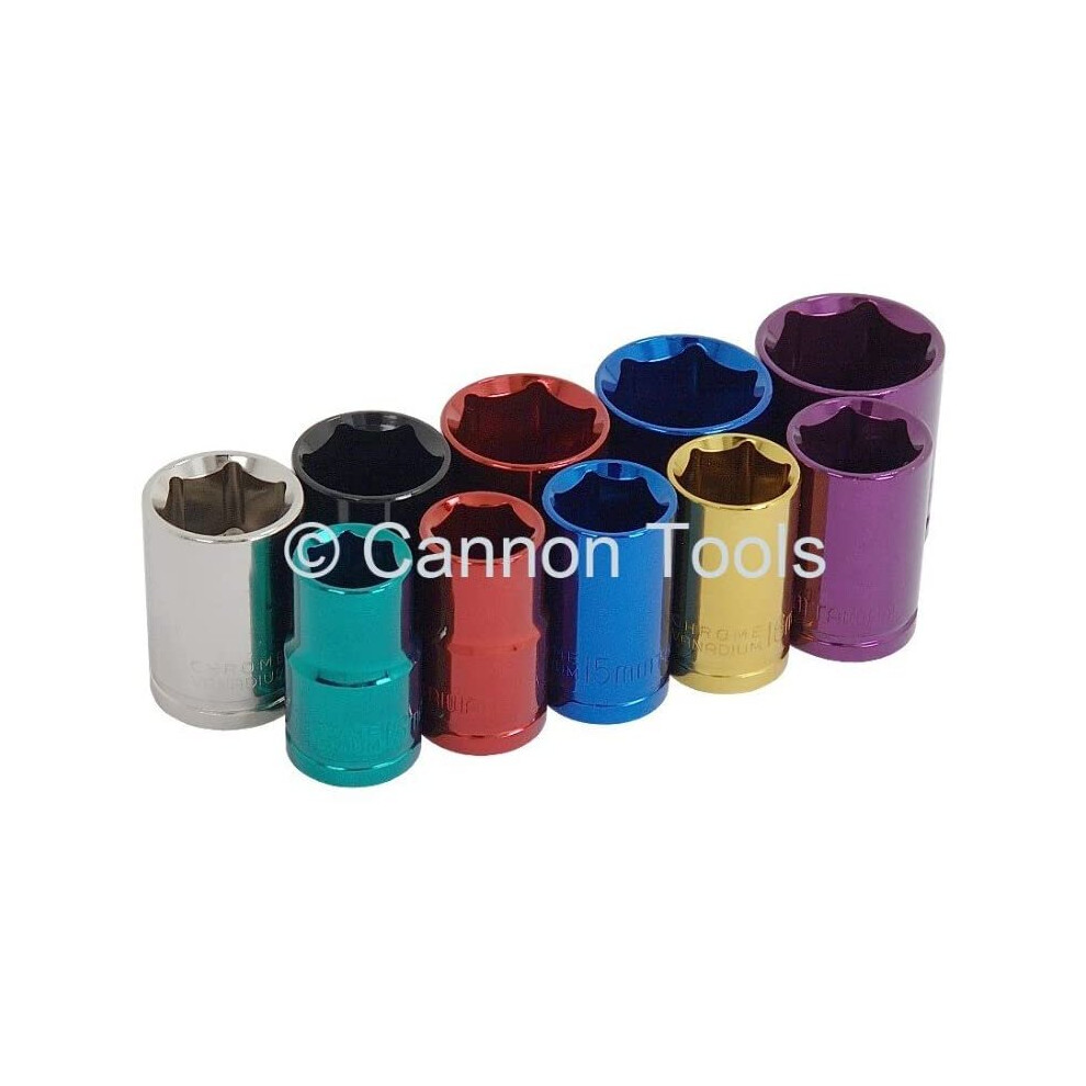 Neilsen CT0909 10 Piece Multi Coloured Socket Set, 1/2" Drive + Wall Rail-image-OPC-P79585P-NEW