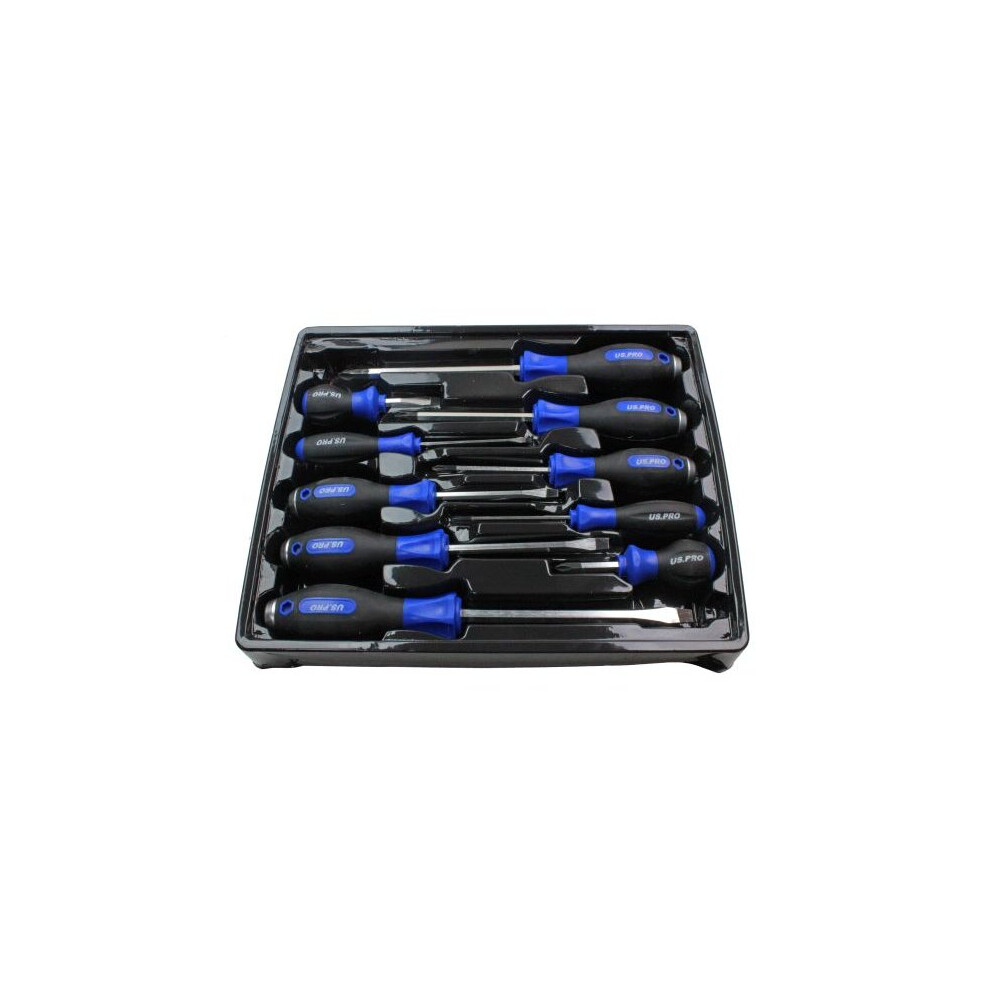 US PRO Tools 10 Piece Screwdriver Set Phillips & Slotted with Magnetic Tip 1621