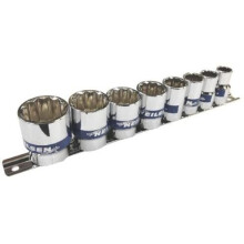 CT1783 Deep 1/2in Drive Sockets, 8pc Whitworth BSW Cr-V On Rail Hanger