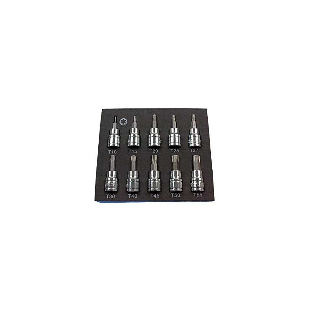 US PRO 10pc 3/8dr Torx / Star Bit Socket Set 48mm (L) T10 TO T55 2066