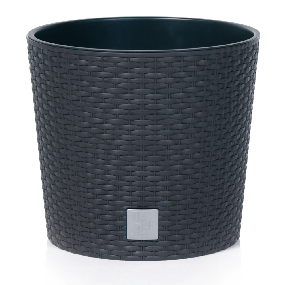 Urbn Living (, 250Mm X1) Plastic Rattan Effect Flower Garden Flower Pot Anthracite