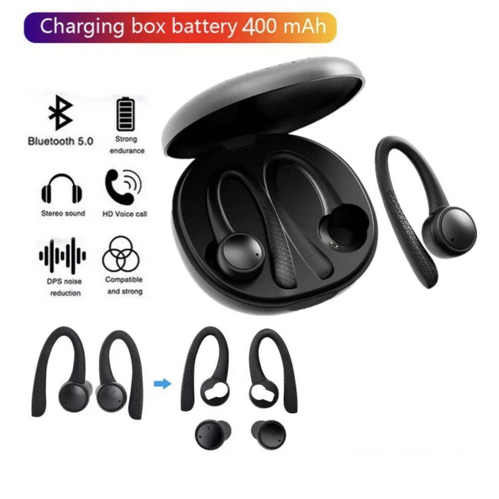 Sports Wireless Earphones Bluetooth Bass Stereo Headphones TWS Ear Hook Earbuds Earpods