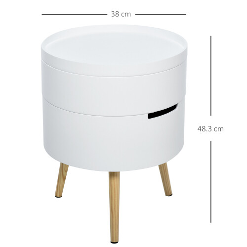 Homcom HOMCOM Side Coffee Table End Desk Night Stand Storage w/ Tray, White 1