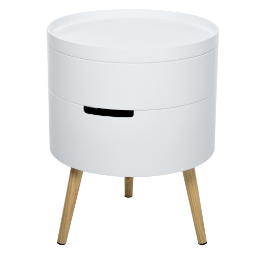 Homcom HOMCOM Side Coffee Table End Desk Night Stand Storage w/ Tray, White