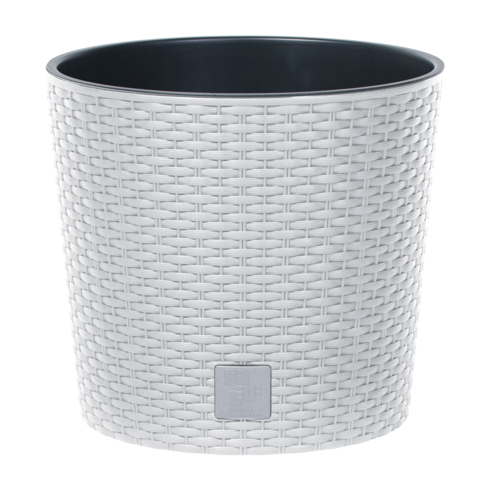 Urbn Living (, 300Mm X2) Plastic Rattan Effect Flower Garden Flower Pot White