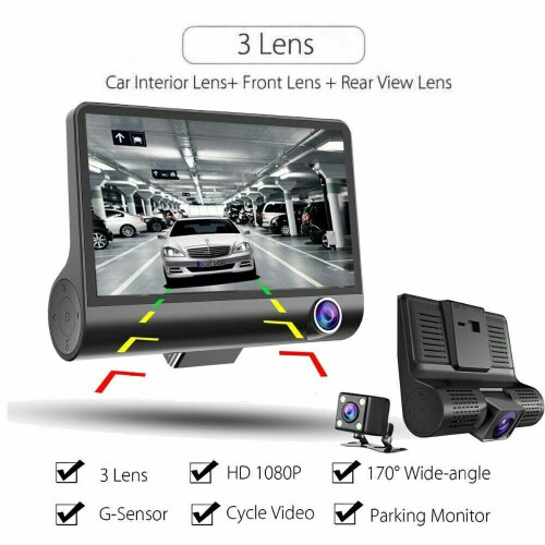 4" Car DVR 3 σε 1 Dash Cam GPS 3 φακών μπροστά και πίσω κάμερα εγγραφής βίντεο G-αισθητήρα 1