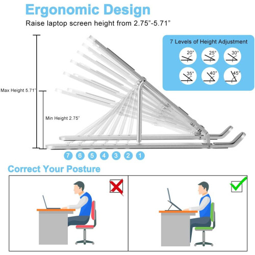 Laptop Stand, Computer Holder Riser Ergonomic Adjustable Portable Aluminum Alloy Laptop Riser, Foldable Notebook Stand Compatible with MacBo 2