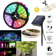 Solar Powered LED Strip Lights Flexible Tape Garden Fence Lamps Outdoor Decor