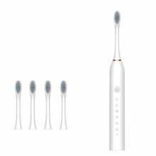 (White) Sonic Electric Toothbrush USB Rechargeable Toothbrush 6 Modes 4X Soft Heads