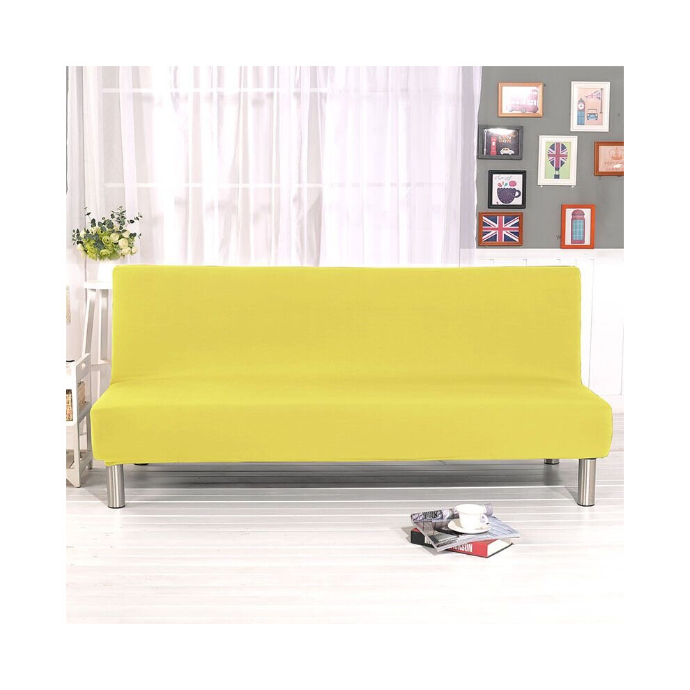 (Yellow, Large) Solid Sofa Bed Cover Home Armless Elastic Cover