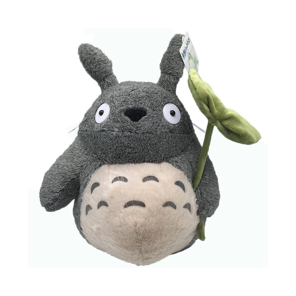 (Lotus Leaf) 14" My Neighbor Totoro Plush Doll Stuffed Soft Gift Gray