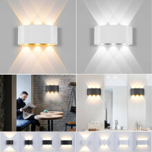 (8W, Black Shell & Warm White) Modern LED Wall Lamp Up Down Light Nordic Style Hotel Sconce Wall Fixture Decor