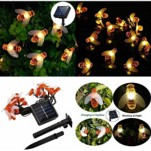 (12M 100LEDs) Solar Powered Honey Bee String Lights 20 30 50 100 Led For Garden Outdoor Fairy lamp Decor
