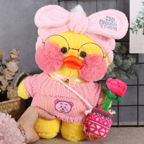 Pink Lalafanfan Cafe Mimi Yellow Duck Plush Stuffed Doll on OnBuy