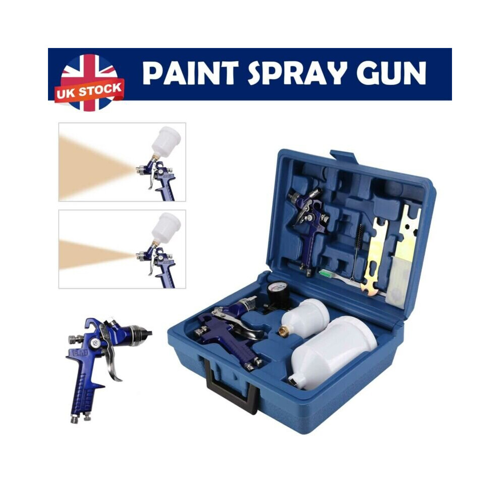 2X HVLP Spray Gun Kit Air Gravity Vehicle Car Paints1.4MM 0.8MM Nozzle 
