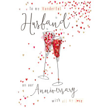 Wonderful Husband Embellished Anniversary Greeting Card Talking Pictures Cards