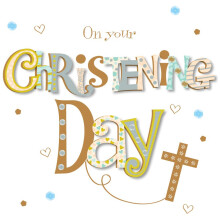 On Your Christening Day Embellished Greeting Card Talking Pictures Cards