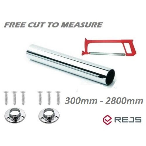 (800) WARDROBE ROUND CHROME HANGING RAILS 300mm-2800mm