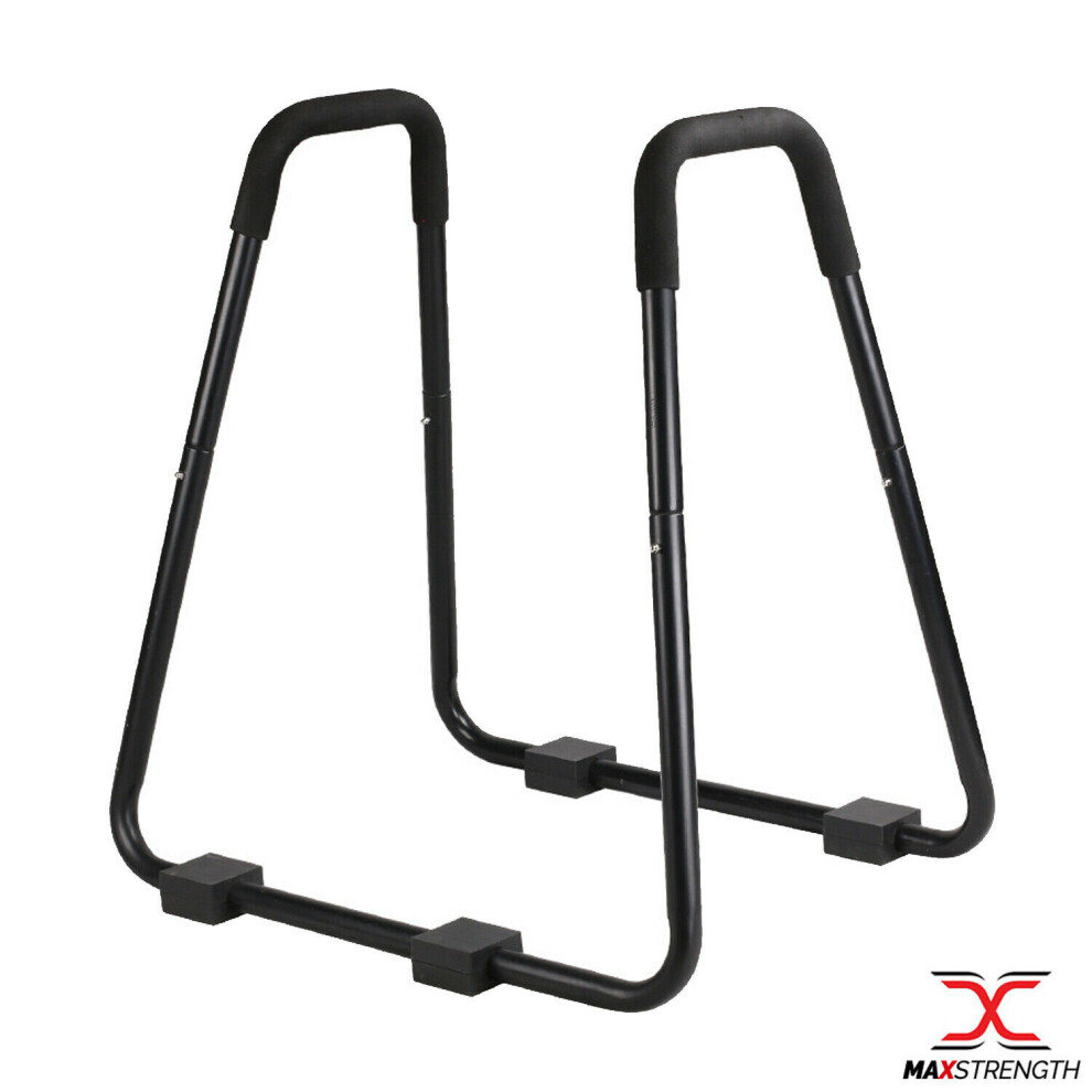 (Full Black) Parallel Push up Dip Station Bars Home Gym Workout