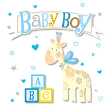 Giraffe New Baby Boy Embellished Greeting Card Talking Pictures Cards