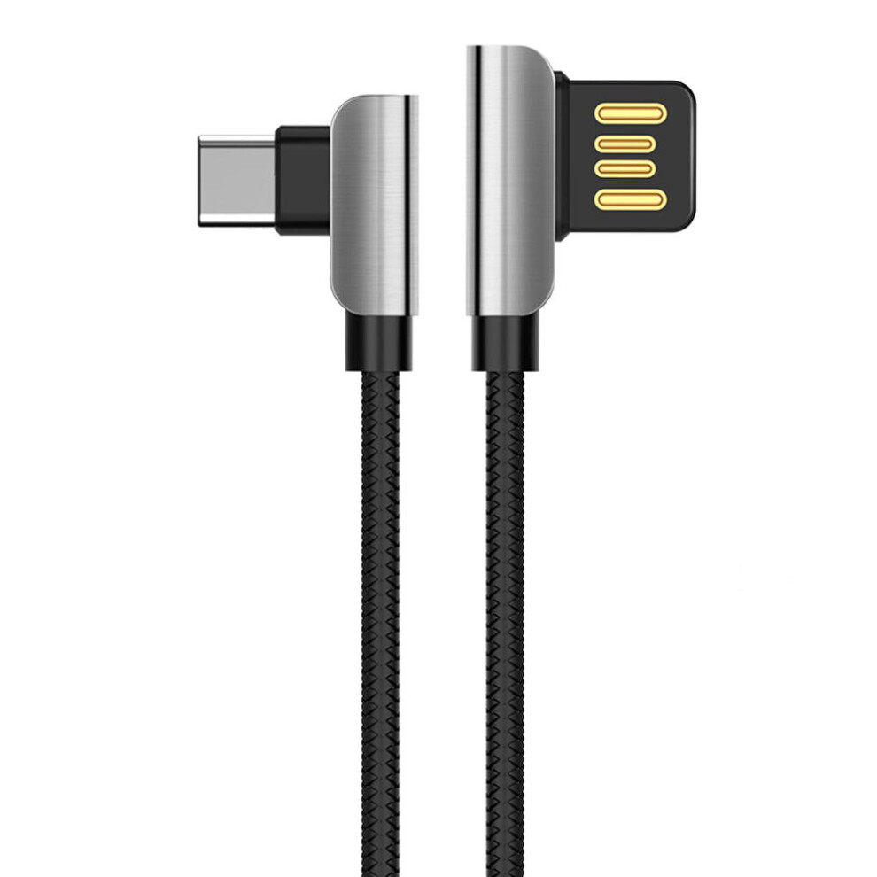 U42 90 Degree Exquisite Steel Type C Charging Data Cable For Tablet Smartphone 1.2M Black 4151093615711