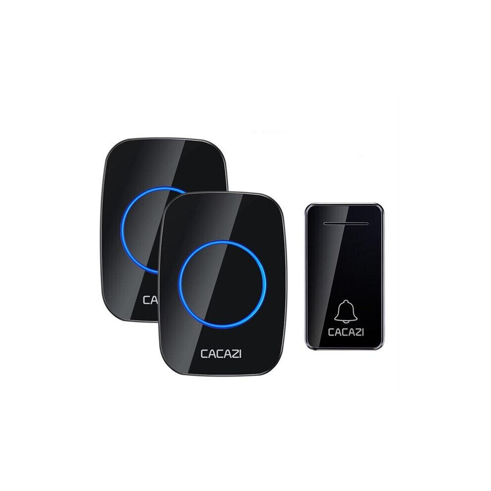 Fa10-2 Self-Powered Wireless Music Doorbell Waterproof No Battery Calling Doorbell Chime 1 Button 2 Receiver Black 4151093614189
