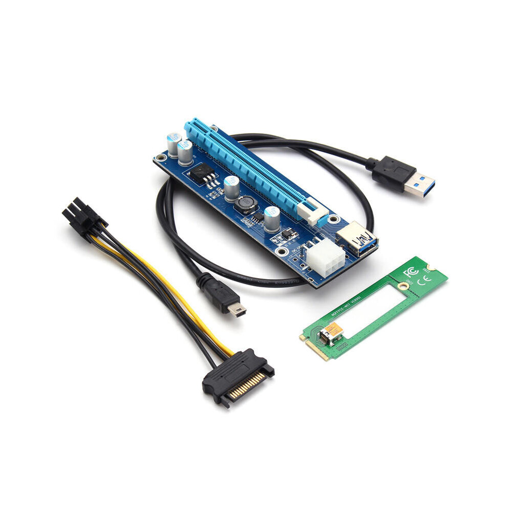 0.6M M2 Ngff To 16X Sata 15Pin Pci-E 1X To Pci-E 16X Usb 3.0 Cable Mining Riser Card 4151093656349