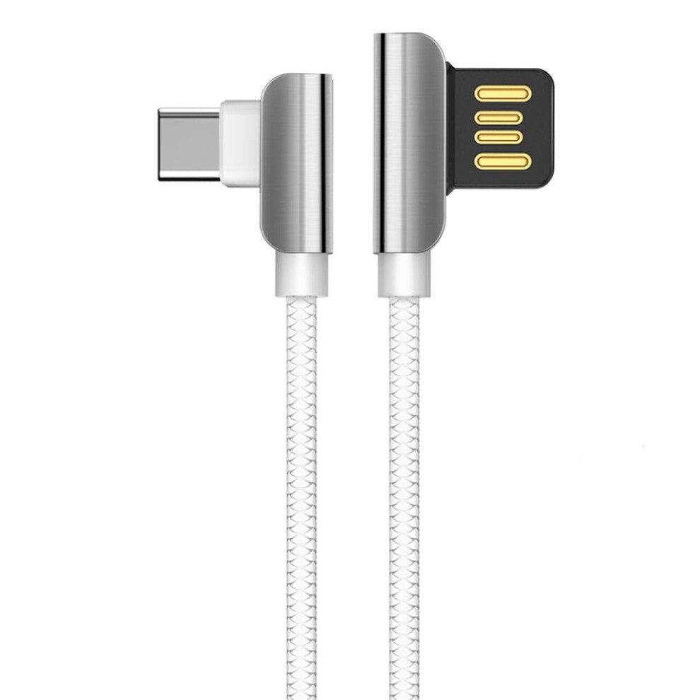 U42 90 Degree Exquisite Steel Type C Charging Data Cable For Tablet Smartphone 1.2M White 4151093615704