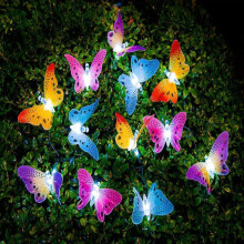 Lumières à fibres optiques pour papillons, à alimentation solaire, étanches, pour la décoration de Noël, du jardin et des vacances