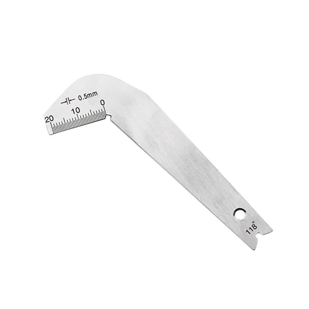 118 Degree Drill Bits Angle Gauge Stainless Steel Corner Front Edge Gauge Measuring Tool 840079347701