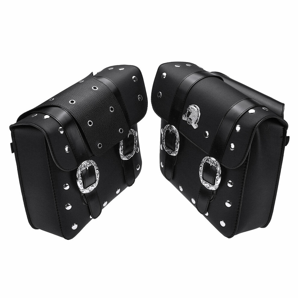 Pu Leather Motorcycle Saddlebags Luggage Side Tool Bag Left Right Pouch For Harley Black 4191026504941