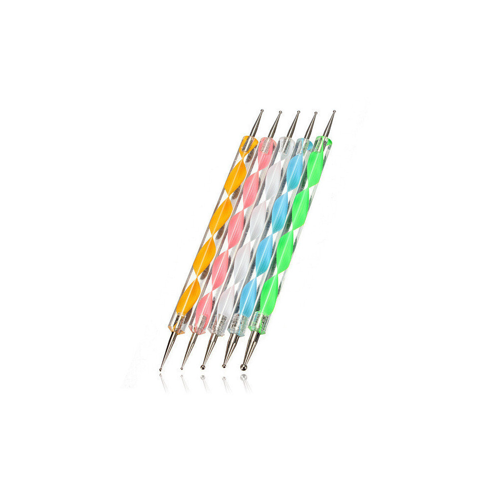 4Set 5Pcs 2 Ways Color Nail Art Dotting Marbleizing Paint Pen