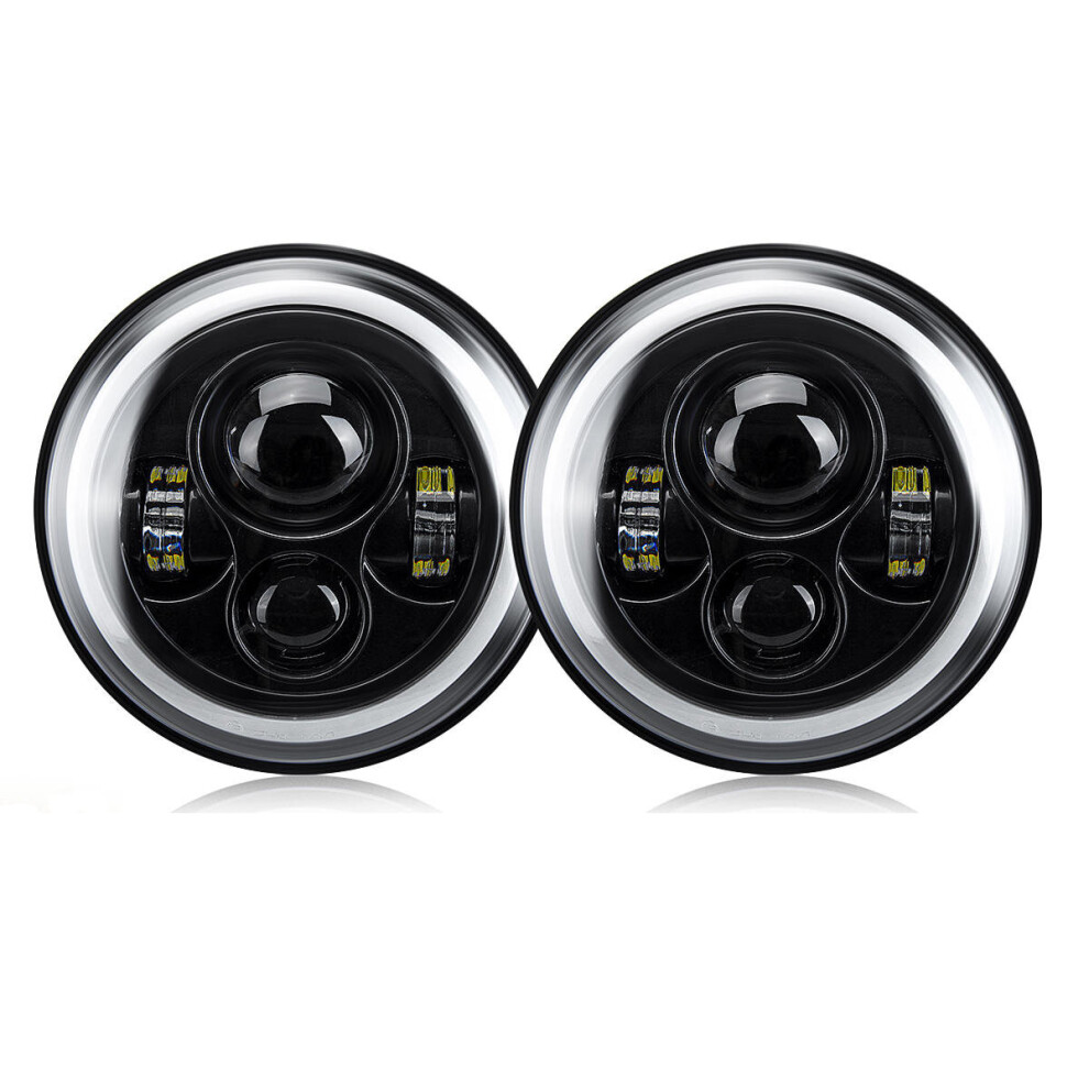 2Pcs 7 Inch Car Round Led Headlights Head Turn Signal Lamps Drl High/Low Beam Waterproof Ip67 For Jeep Wrangler 4191026596175