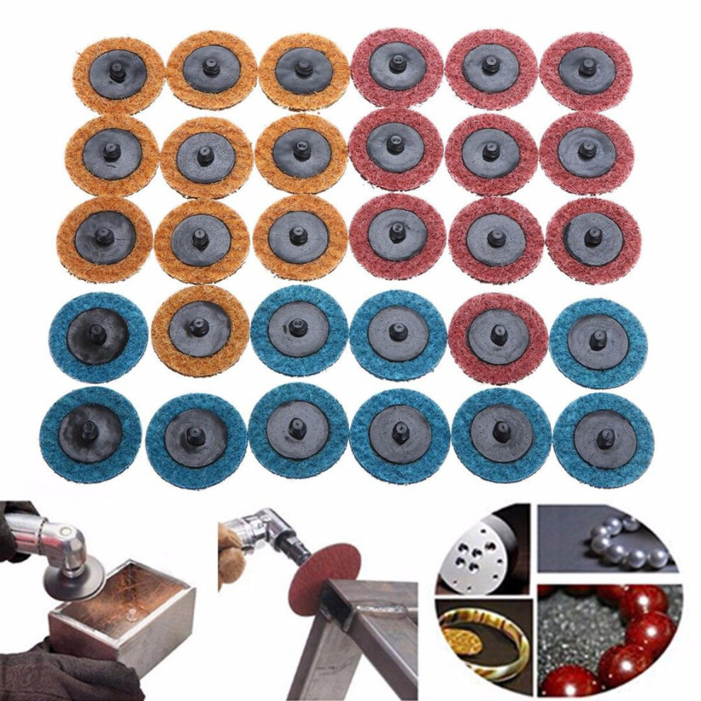 30Pcs 2 Inch Mix Sanding Roloc Disc With Holder Roll Lock Surface Coarse Sandpaper Pad 50Mm 840079083555