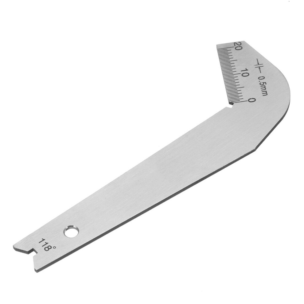 Stainless Steel Drill Bit Sharpening Angle Gauge 118 Degree Scale Gage Measuring Tool 840079353788