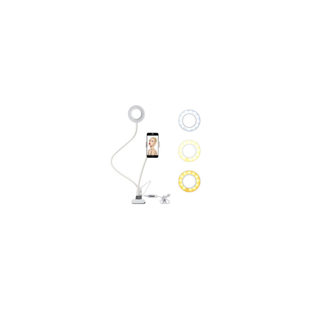 360 Degree Adjustable Led Mobile Phone Fill Video Ring Lamp Live Broadcast Bracket Light/White 4151093673858