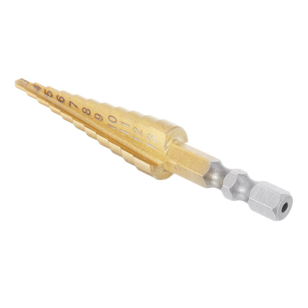 Drillpro 3-13Mm Titanuim Coated Hss Steel Step Drill Bit With Automatic Center Pin Punch 840079082565