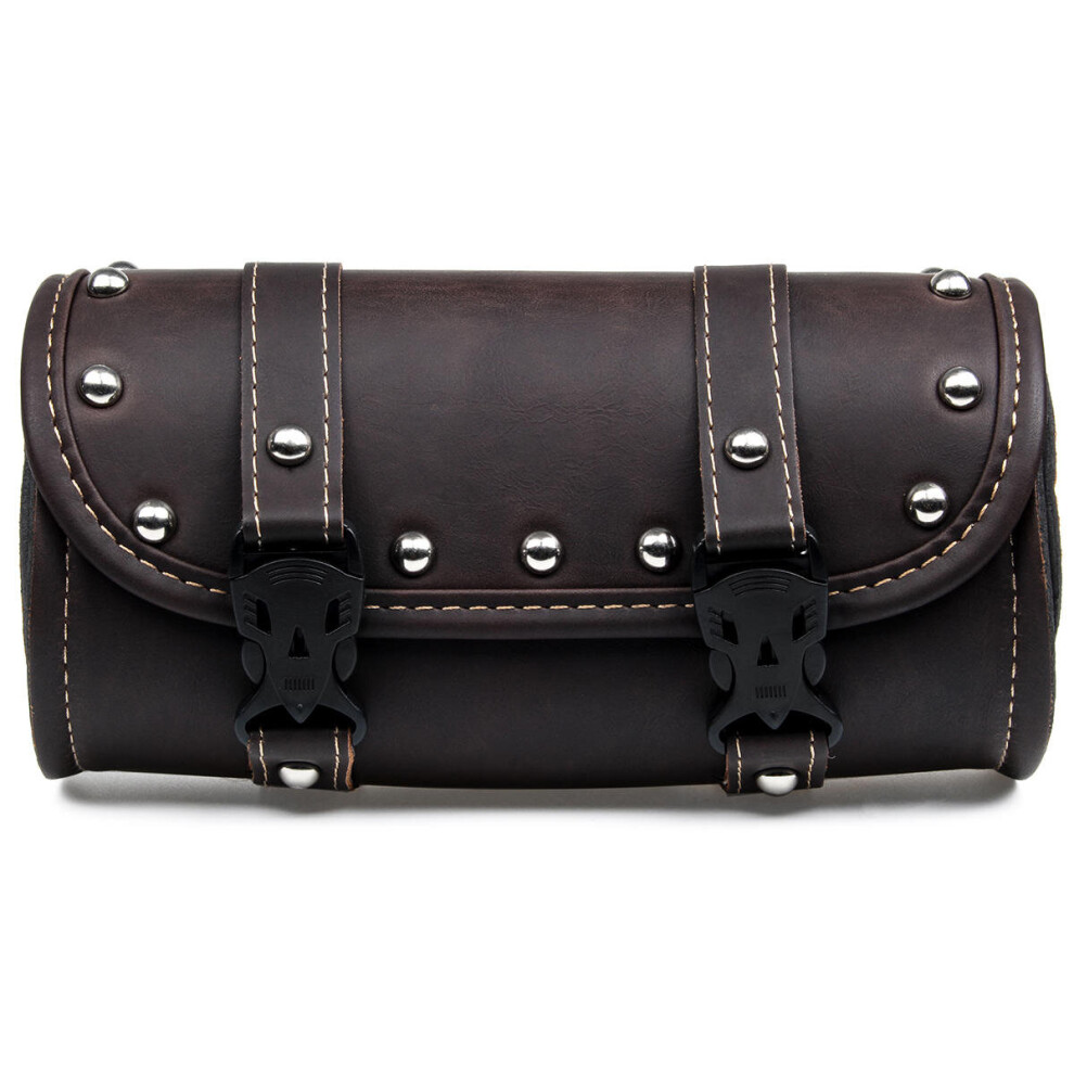 1Set Motorcycle Front Fork Tool Saddle Bag Pouch Saddlebags Luggage Leather Barrel 5202984954149