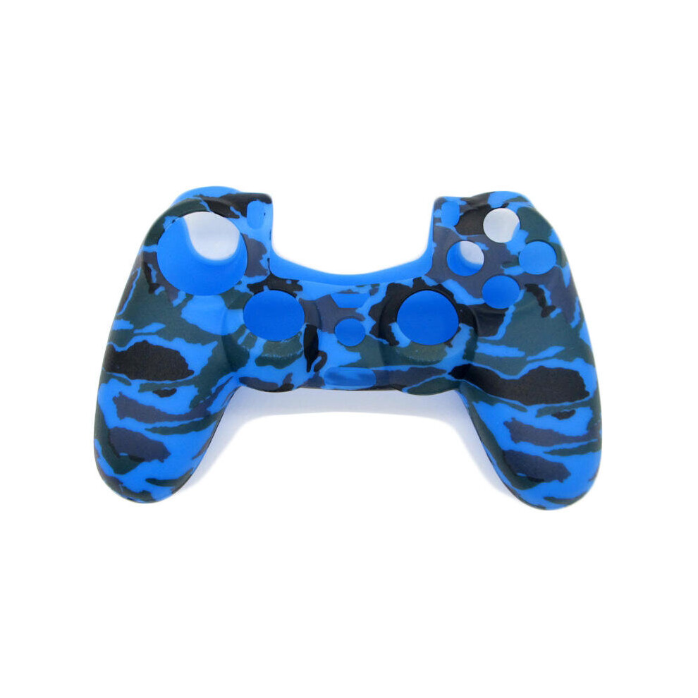 Camouflage Army Soft Silicone Gel Skin Protective Cover Case For Playstation 4 Ps4 Game Controller Blue 4151093613120