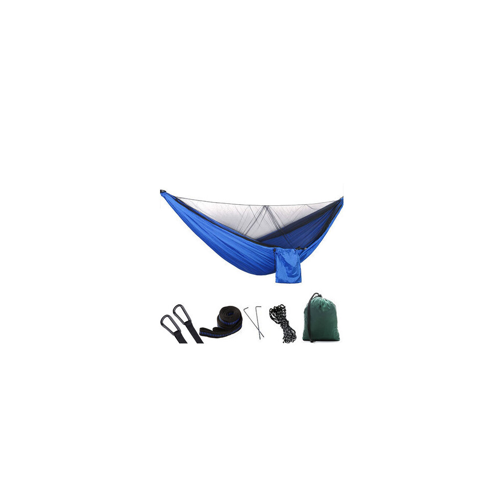 1-2 Person Portable Outdoor Camping Hammock with Mosquito Net High Strength Parachute Fabric Hanging Bed Hunting Sleeping Swing BLUE-image-OPC-P79BY7G-NEW